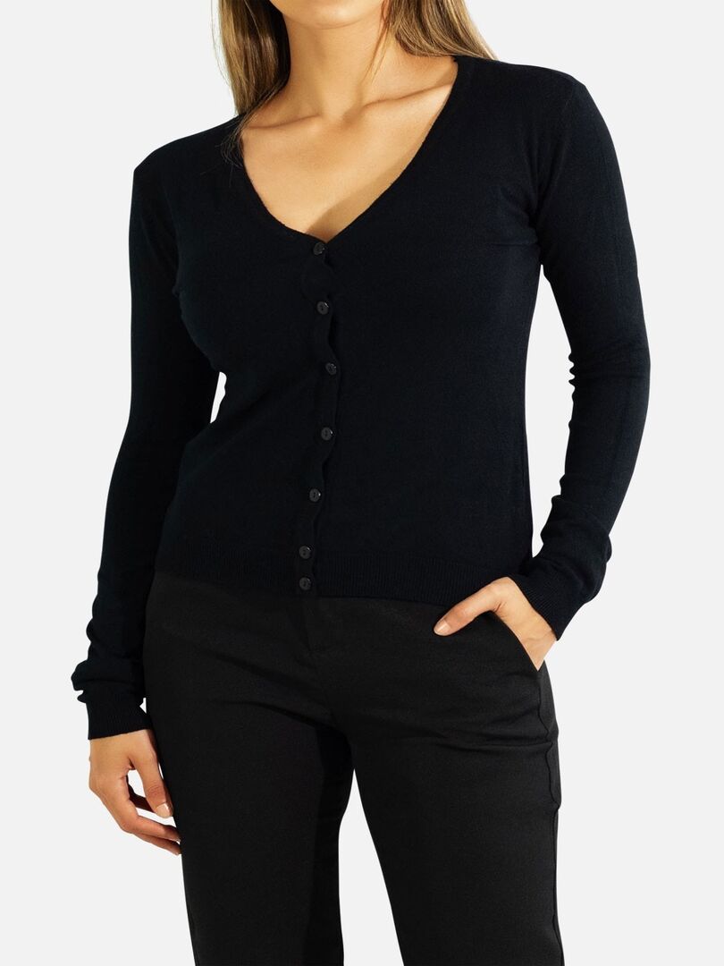 Cardigan basique Kebello Noir Noir - Kiabi