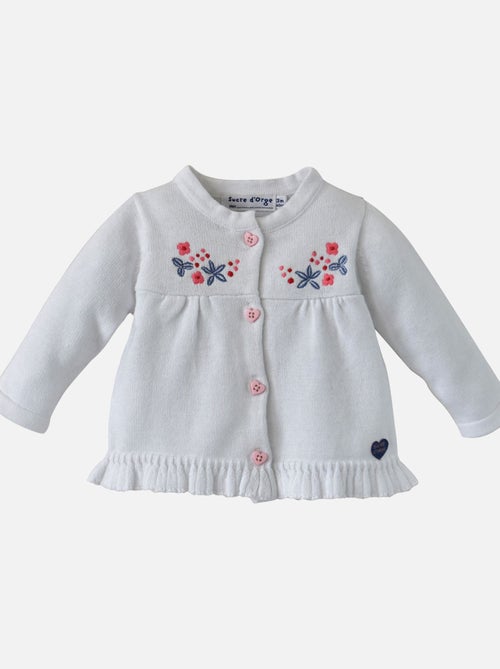 CARDIGAN BEBE TRICOT ELVIRA BLANC - Kiabi
