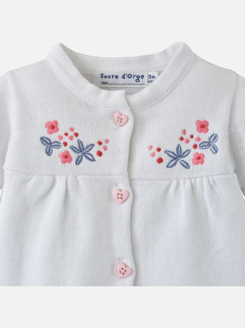 CARDIGAN BEBE TRICOT ELVIRA BLANC Blanc - Kiabi