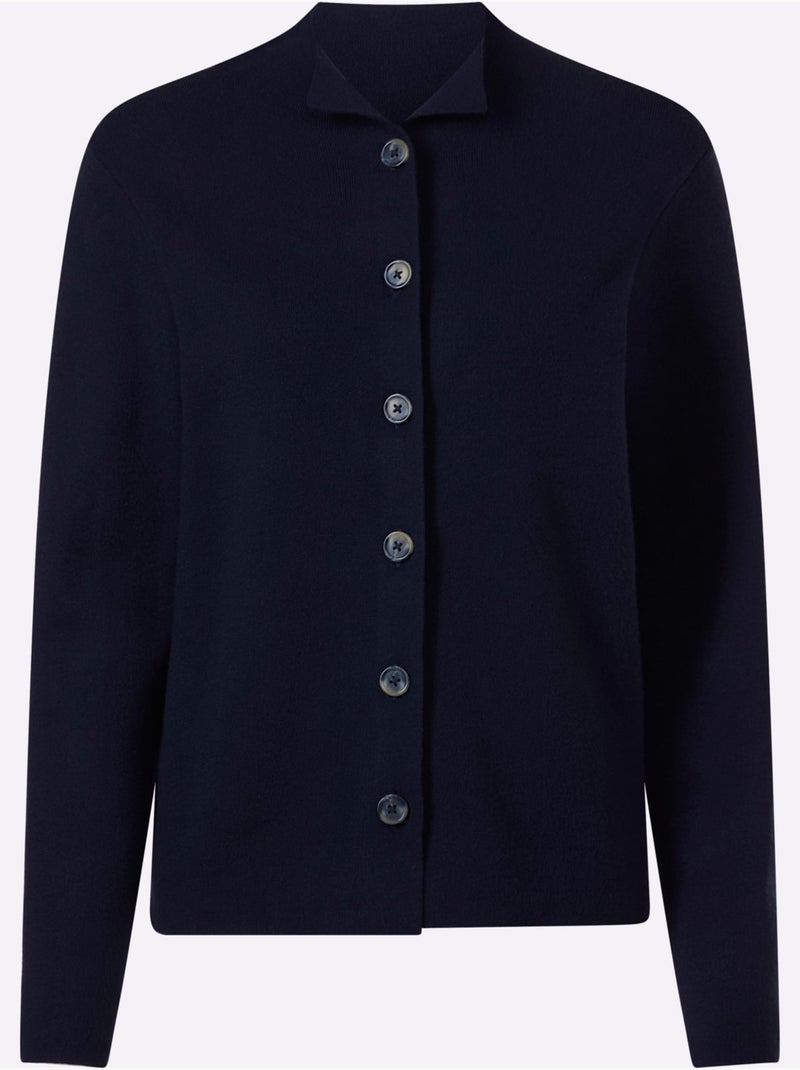 Cardigan Belle Qualité Interlock - Taille Standard - Helline Bleu marine - Kiabi
