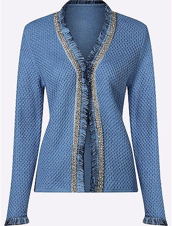 Cardigan Bordure Ornée De Petites Pierres Brillantes Fantaisie - Taille Standard - Helline