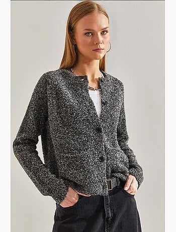 Cardigan bouclé boutonné lucci