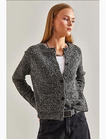 Cardigan bouclé boutonné lucci