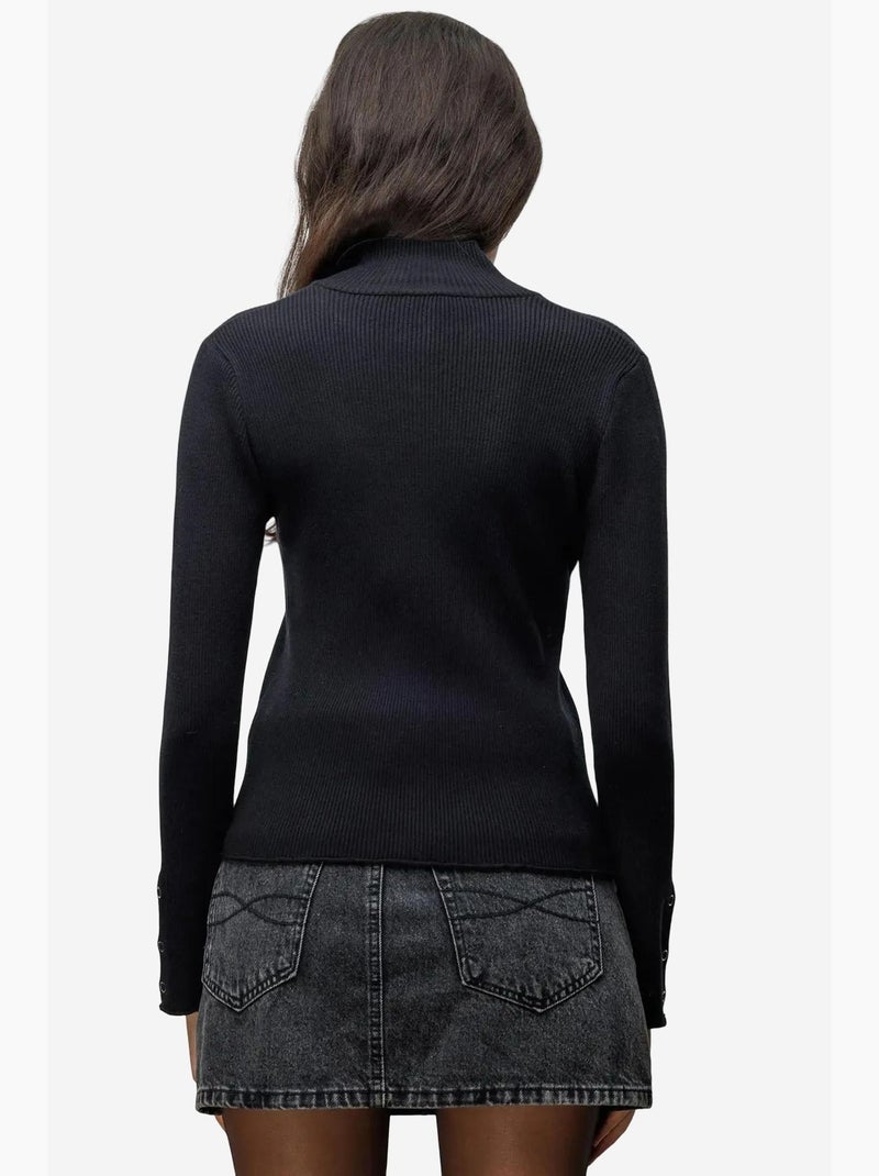 Cardigan boutonné à col cheminée mixray Noir - Kiabi