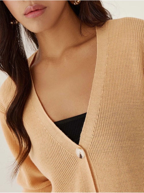 Cardigan boutonné à col en V - Kiabi