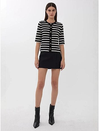 Cardigan boutonné à rayures et manches courtes hiccup