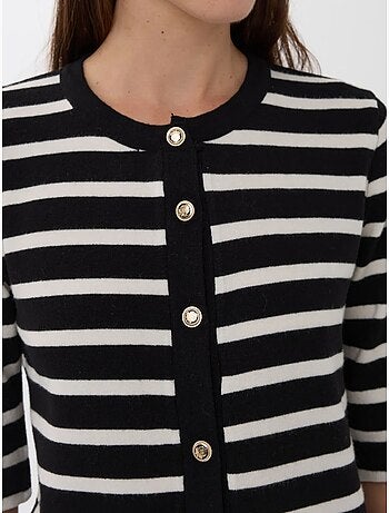 Cardigan boutonné à rayures et manches courtes hiccup