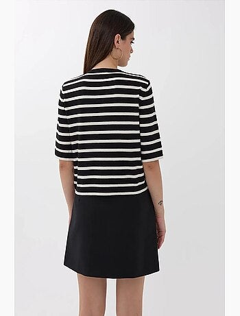 Cardigan boutonné à rayures et manches courtes hiccup
