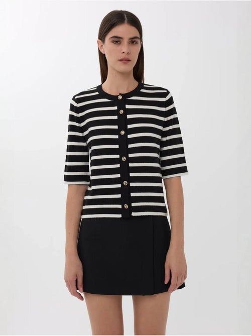 Cardigan boutonné à rayures et manches courtes - Kiabi Cardigan boutonné à rayures et manches courtes - Kiabi