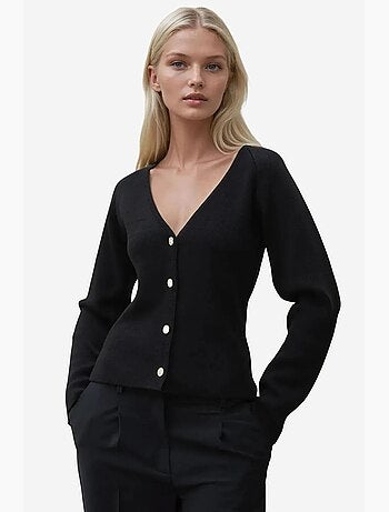 Cardigan boutonné ajusté à manches longues et col en v hiccup