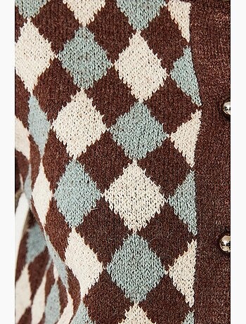 Cardigan boutonné en maille à motif losanges lucci