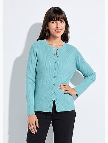 Cardigan boutonné maille côtelée unie - Afibel