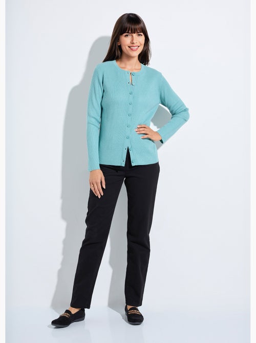Cardigan boutonné maille côtelée unie - Afibel - Kiabi