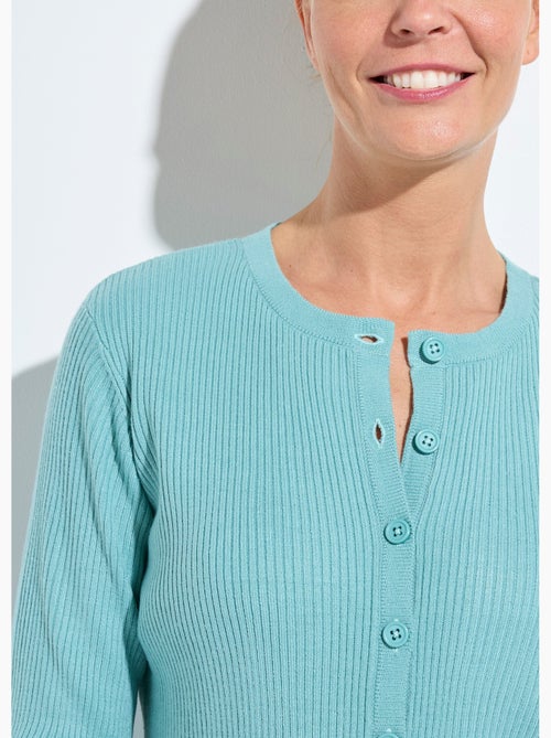 Cardigan boutonné maille côtelée unie - Afibel - Kiabi