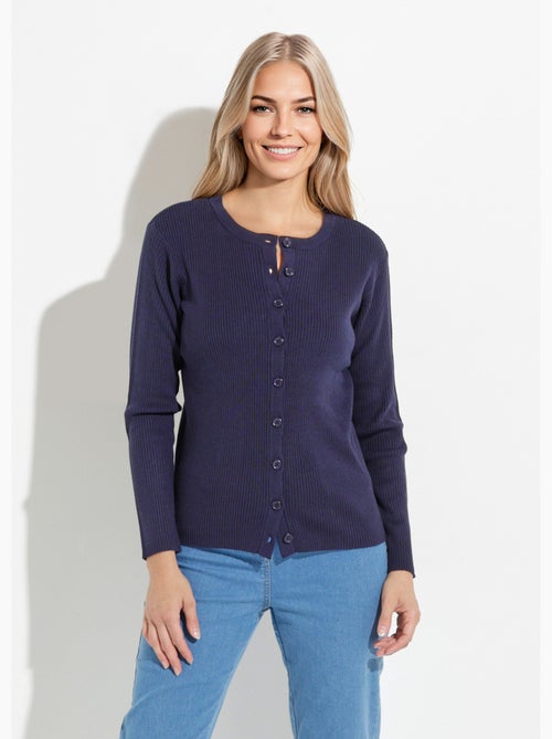 Cardigan boutonné maille côtelée unie - Afibel - Kiabi