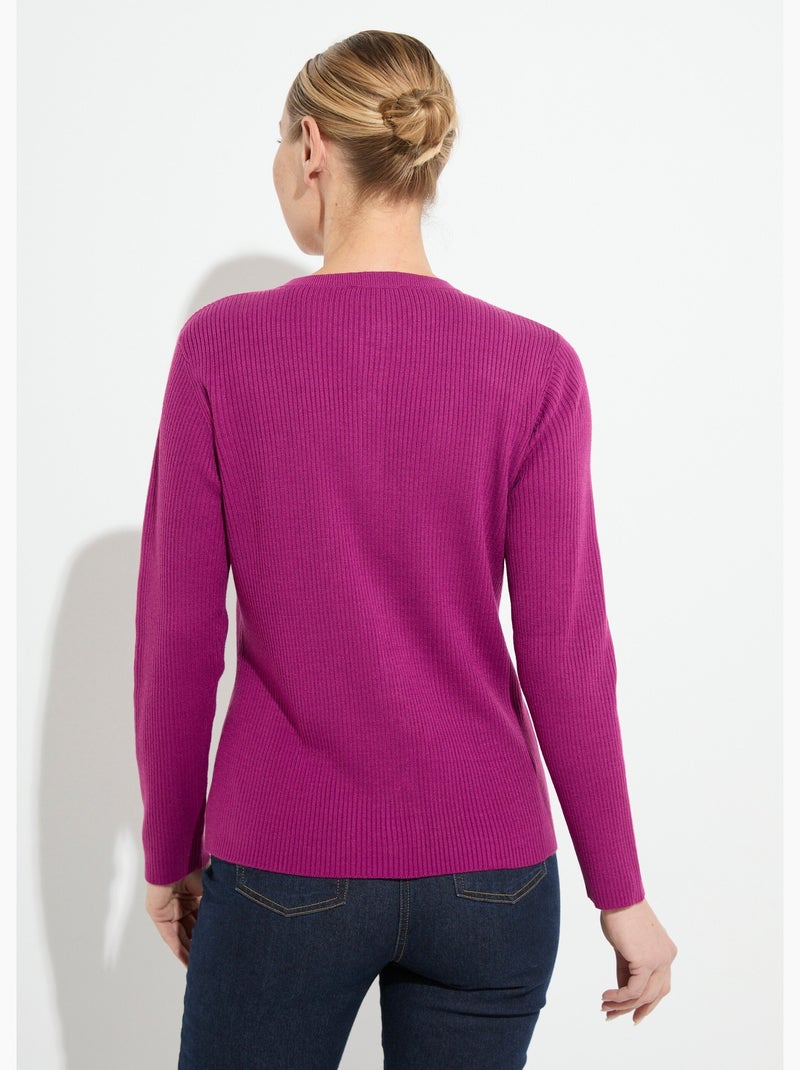Cardigan boutonné maille côtelée unie - Afibel N/A - Kiabi