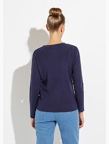 Cardigan boutonné maille côtelée unie