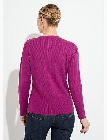 Cardigan boutonné maille côtelée unie