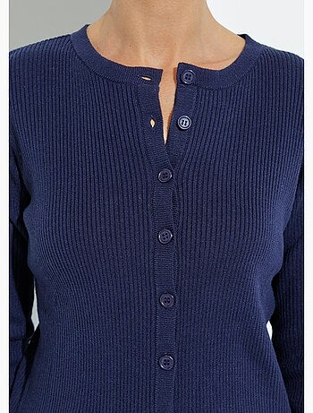 Cardigan boutonné maille côtelée unie