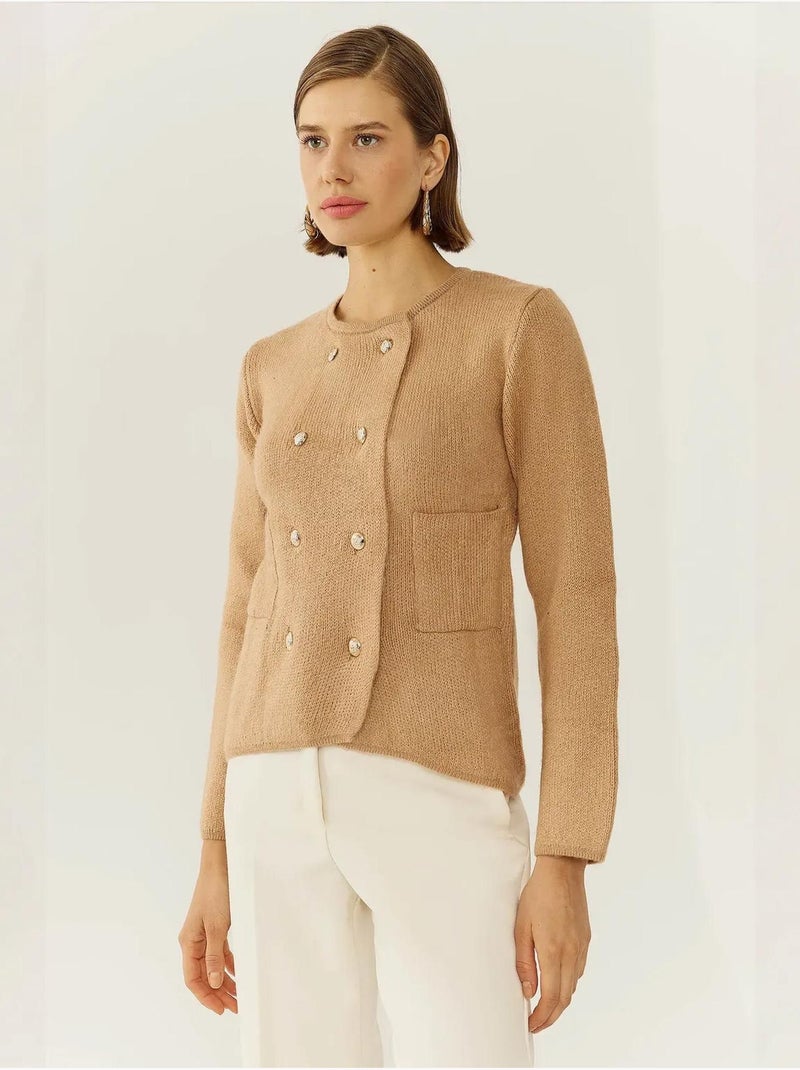 Cardigan boutonné Marron - Kiabi