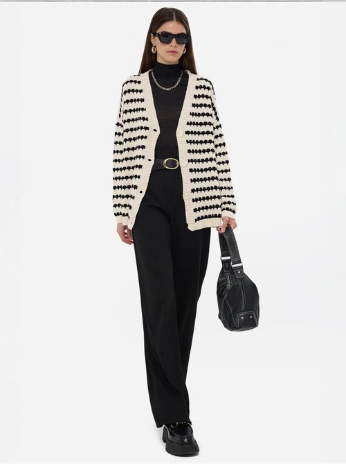 Cardigan boutonné surdimensionné à rayures - Kiabi