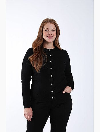 Cardigan boutonné uni avec volants PAPRIKA