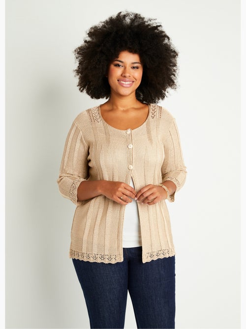 Cardigan boutonnée long ajouré - Afibel - Kiabi