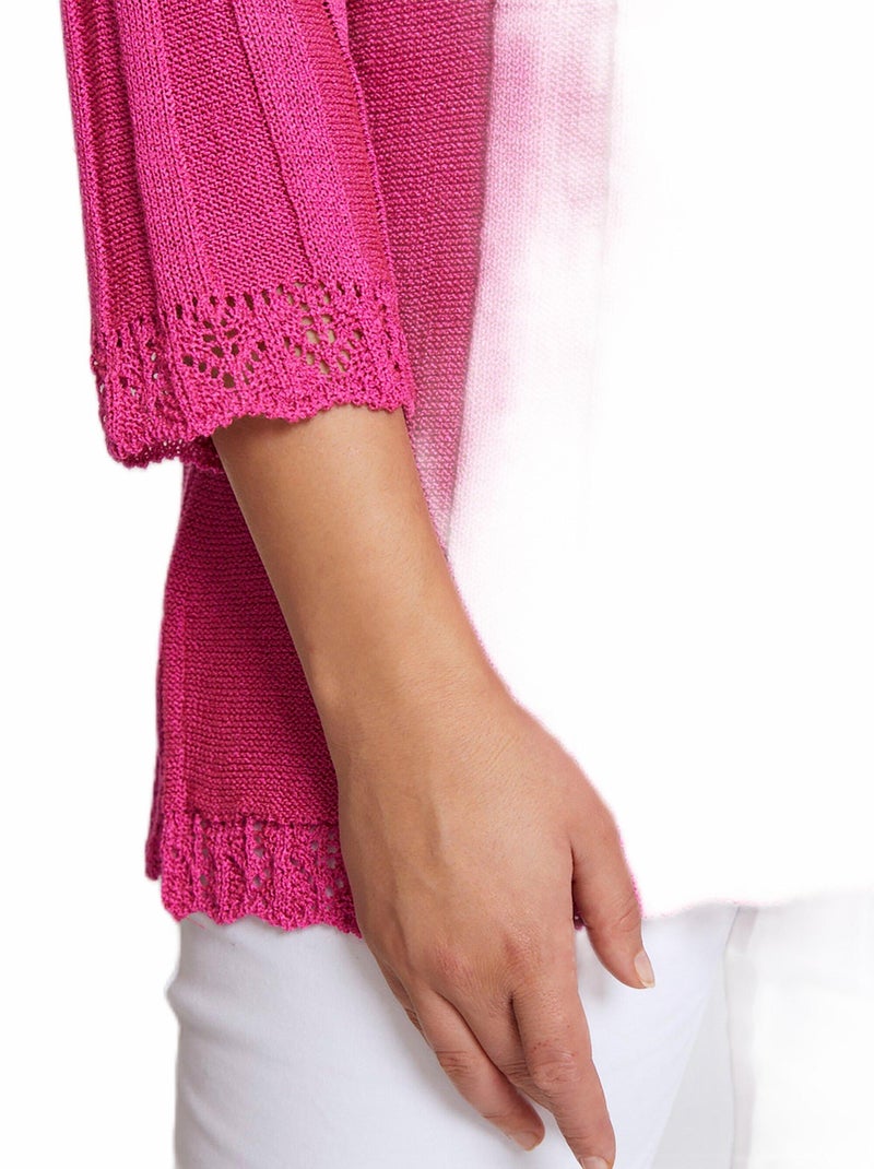 Cardigan boutonnée long ajouré - Afibel Beige - Kiabi