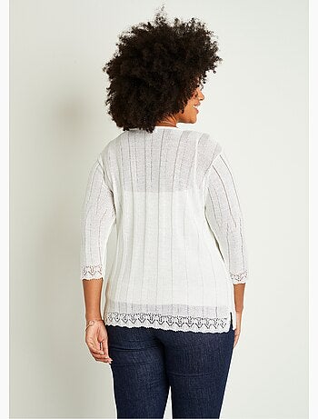 Cardigan boutonnée long ajouré - Afibel
