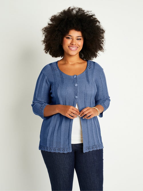 Cardigan boutonnée long ajouré - Afibel - Kiabi