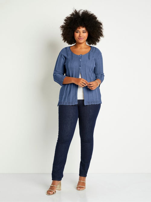 Cardigan boutonnée long ajouré - Afibel - Kiabi