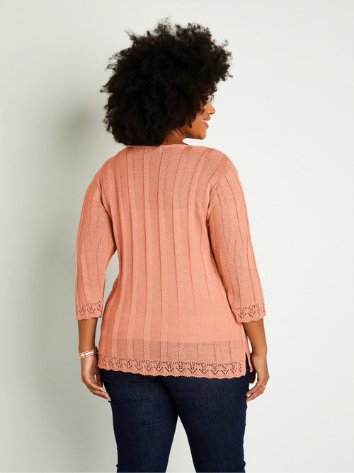 Cardigan boutonnée long ajouré - Afibel - Kiabi