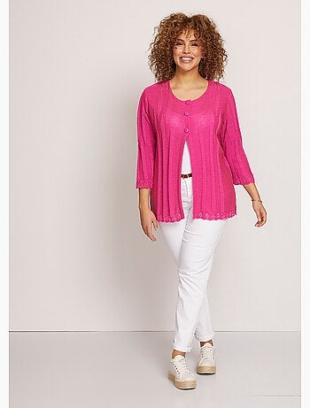 Cardigan boutonnée long ajouré - Afibel