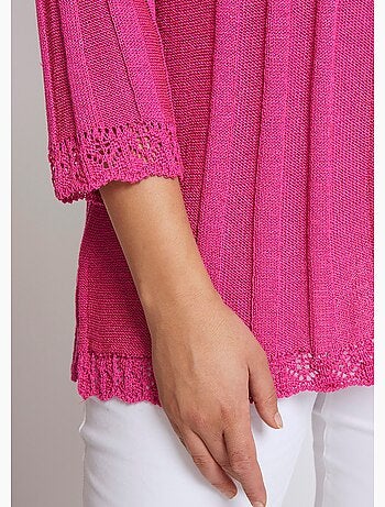 Cardigan boutonnée long ajouré - Afibel