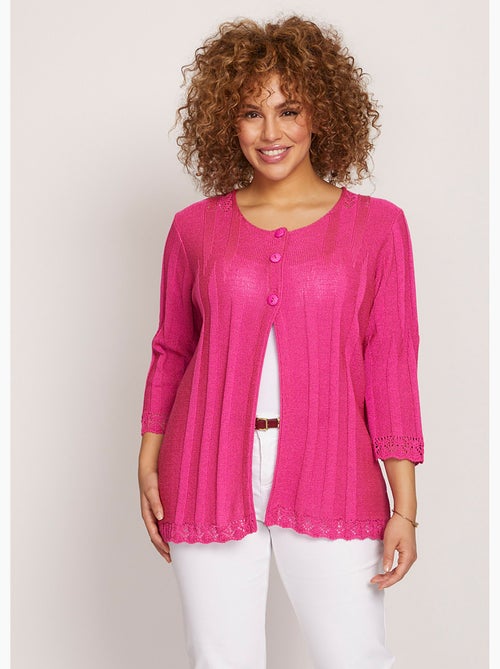 Cardigan boutonnée long ajouré - Afibel - Kiabi