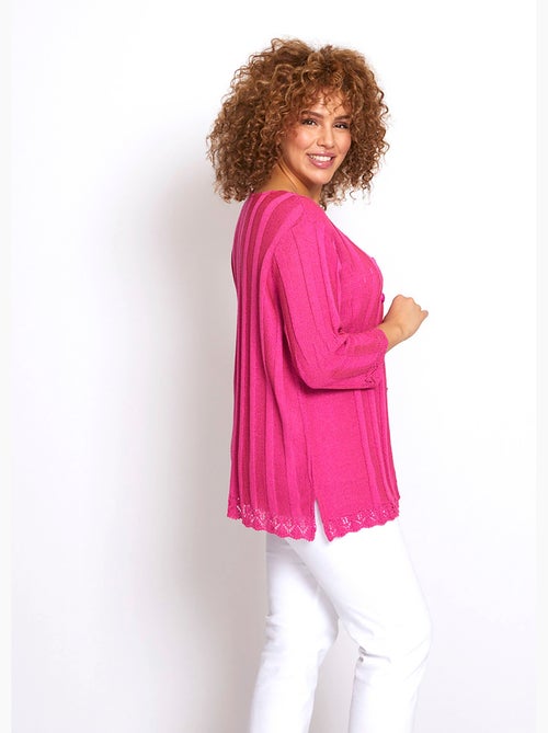 Cardigan boutonnée long ajouré - Afibel - Kiabi