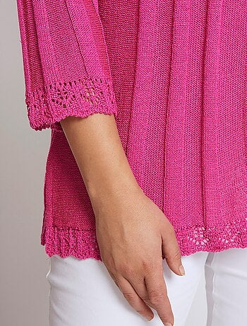 Cardigan boutonnée long ajouré - Afibel