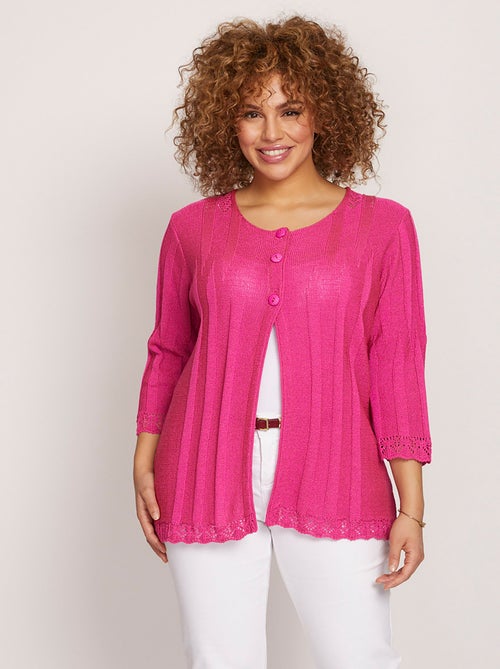Cardigan boutonnée long ajouré - Afibel - Kiabi
