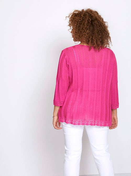 Cardigan boutonnée long ajouré - Afibel - Kiabi