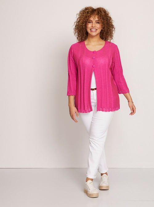 Cardigan boutonnée long ajouré - Afibel - Kiabi