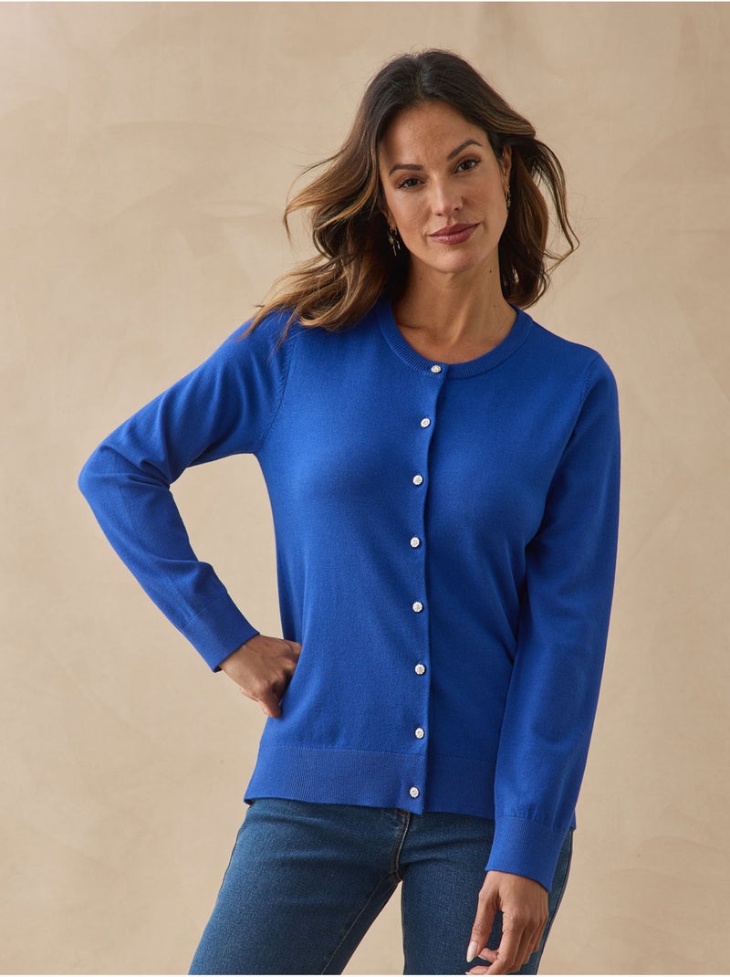Cardigan boutons-bijoux - daxon Bleu - Kiabi