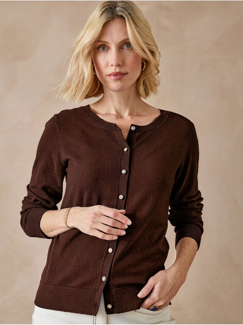Cardigan boutons-bijoux - daxon Marron chocolat - Kiabi