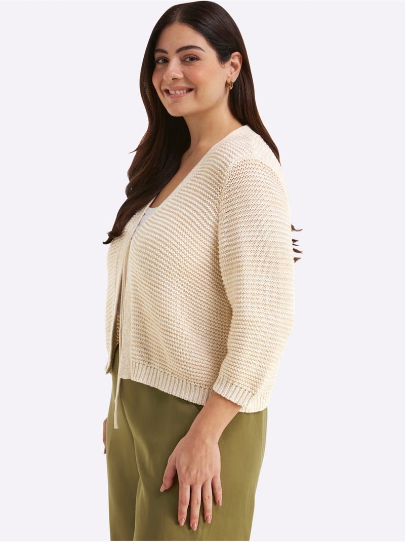 Cardigan Brillance Discrète - Taille Standard - Sheego Blanc Perlé/Beige/Or - Kiabi