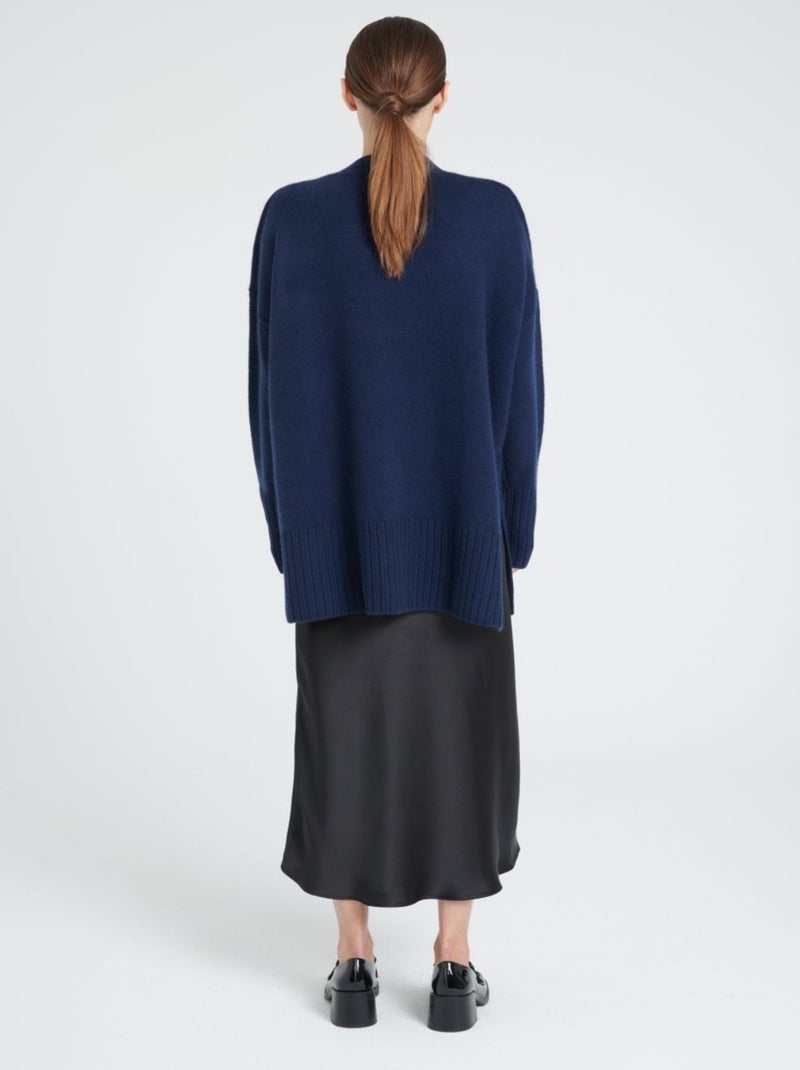 Cardigan ceinturé femme 100% cachemire 8 fils - ZAYA 8 Bleu marine - Kiabi