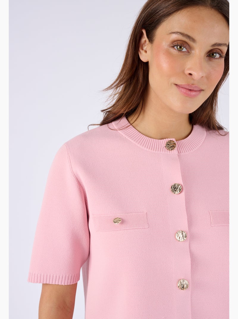 Cardigan chic maille serrée - Damart Rose clair - Kiabi