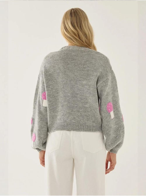 Cardigan col en V à motif champignon - Kiabi Cardigan col en V à motif champignon - Kiabi