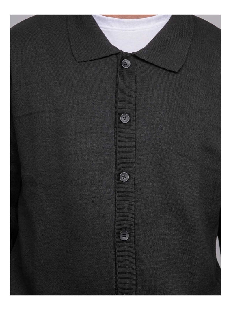 Cardigan col polo  boutonné LATOMIA Noir - Kiabi