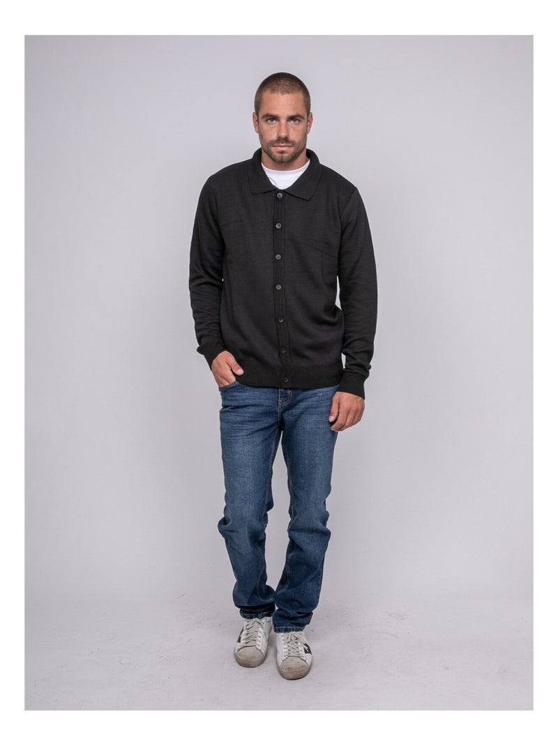 Cardigan col polo  boutonné LATOMIA Noir - Kiabi