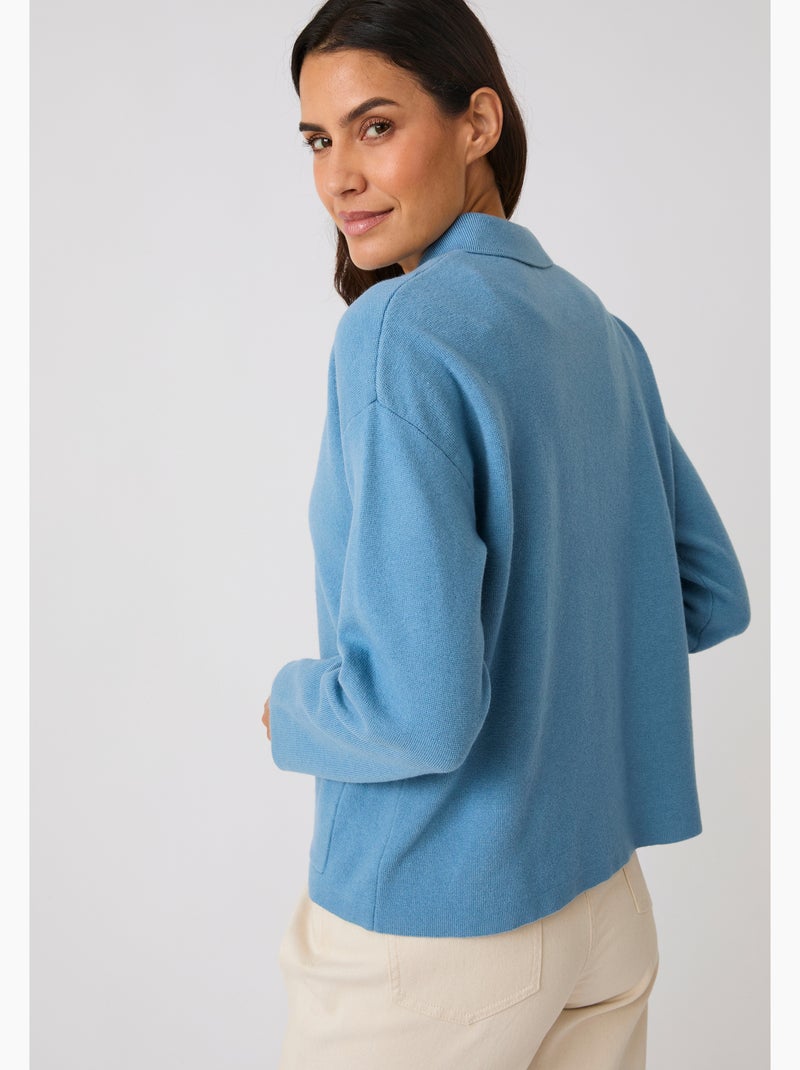 Cardigan col polo Thermolactyl - Damart Bleu - Kiabi