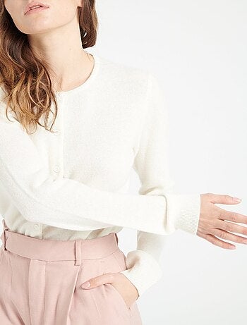 Cardigan col rond femme 100% cachemire - LILLY 4A